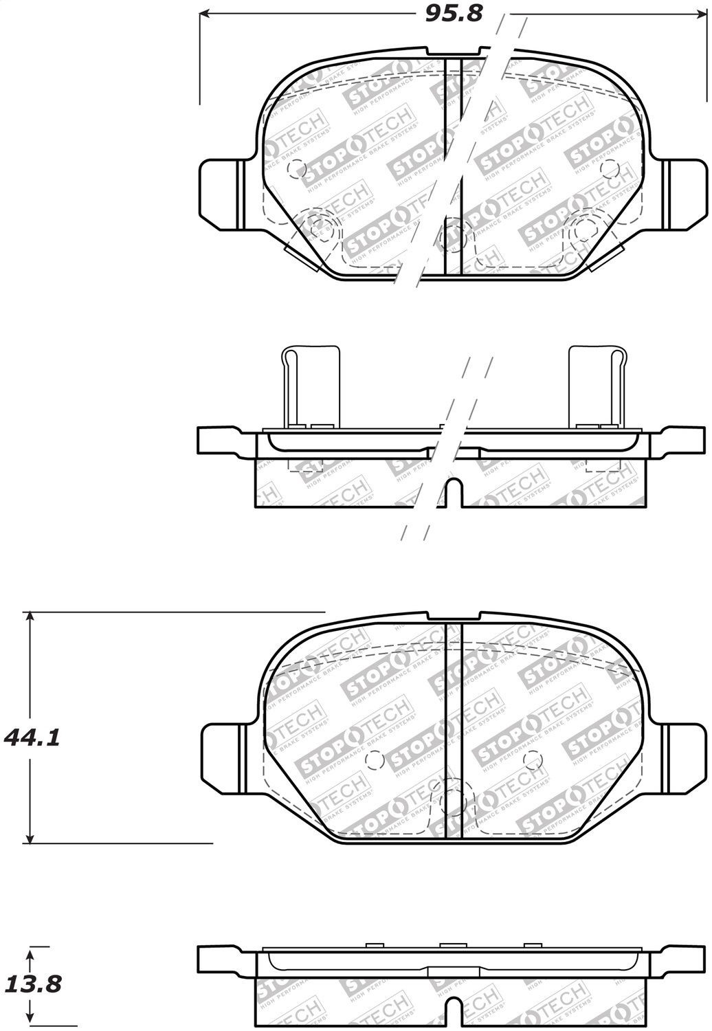 StopTech 305.15690 - Street Select Brake Pads with Hardware