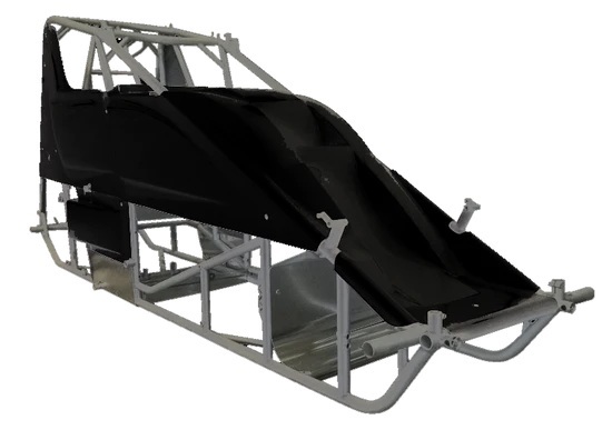 Triple X SC-CH-1001872HOPT17 - Sprint Car Kit B X-Wedge Black Inside Rail Body