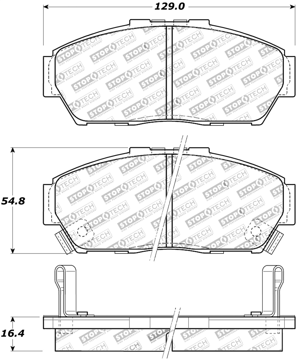 StopTech 308.06170 - Street Touring 93-95 Honda Civic Coupe Front Brake Pads