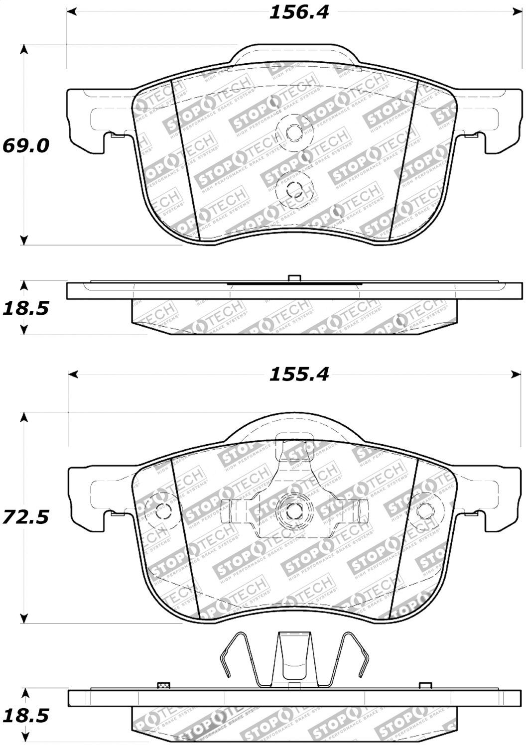 StopTech 308.07940 - Street Touring 01-09 Volvo S60 / 99-06 S80 / 01-07 V70/V70R Front Brake Pads