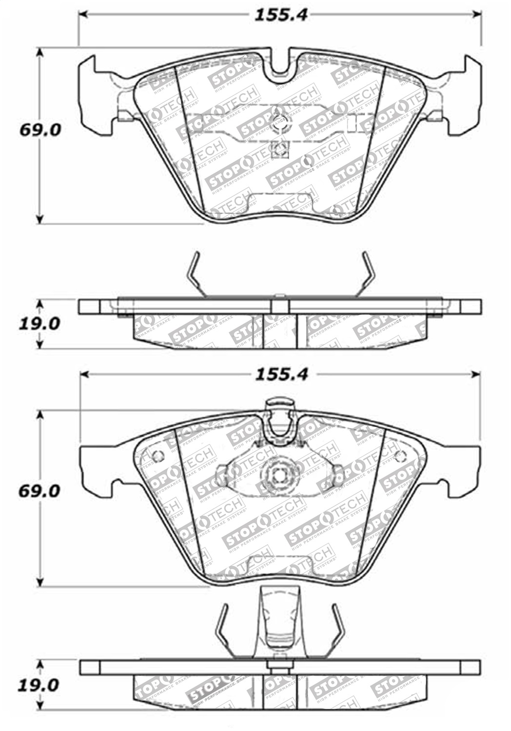 StopTech 308.09180 - Street Brake Pads with Shims and Hardware StopTech 308.09180 - Street Brake Pads with Shims and Hardware