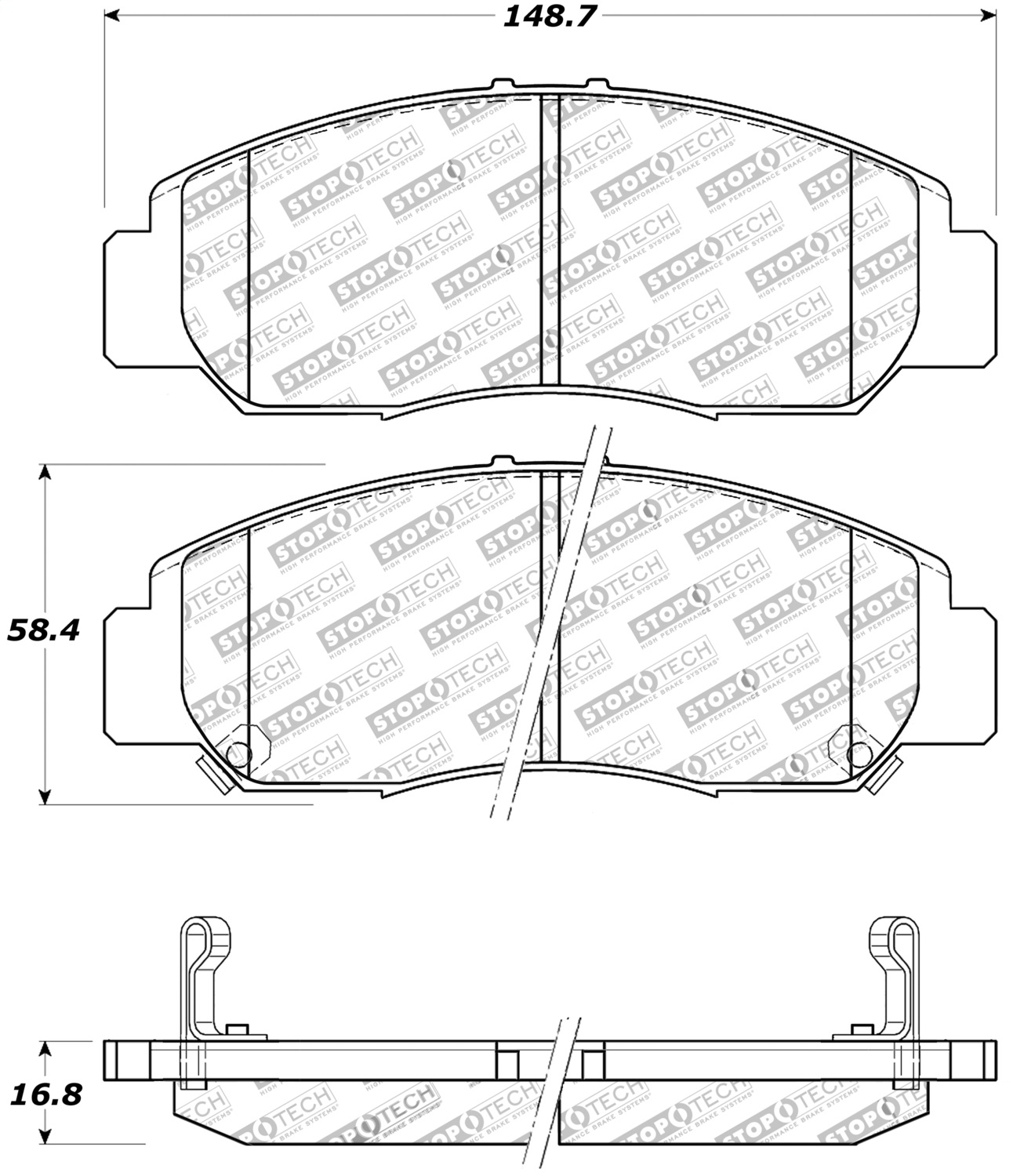 StopTech 308.09590 - Street Touring 03-07 Honda Accord V6 A/T Front Brake Pads