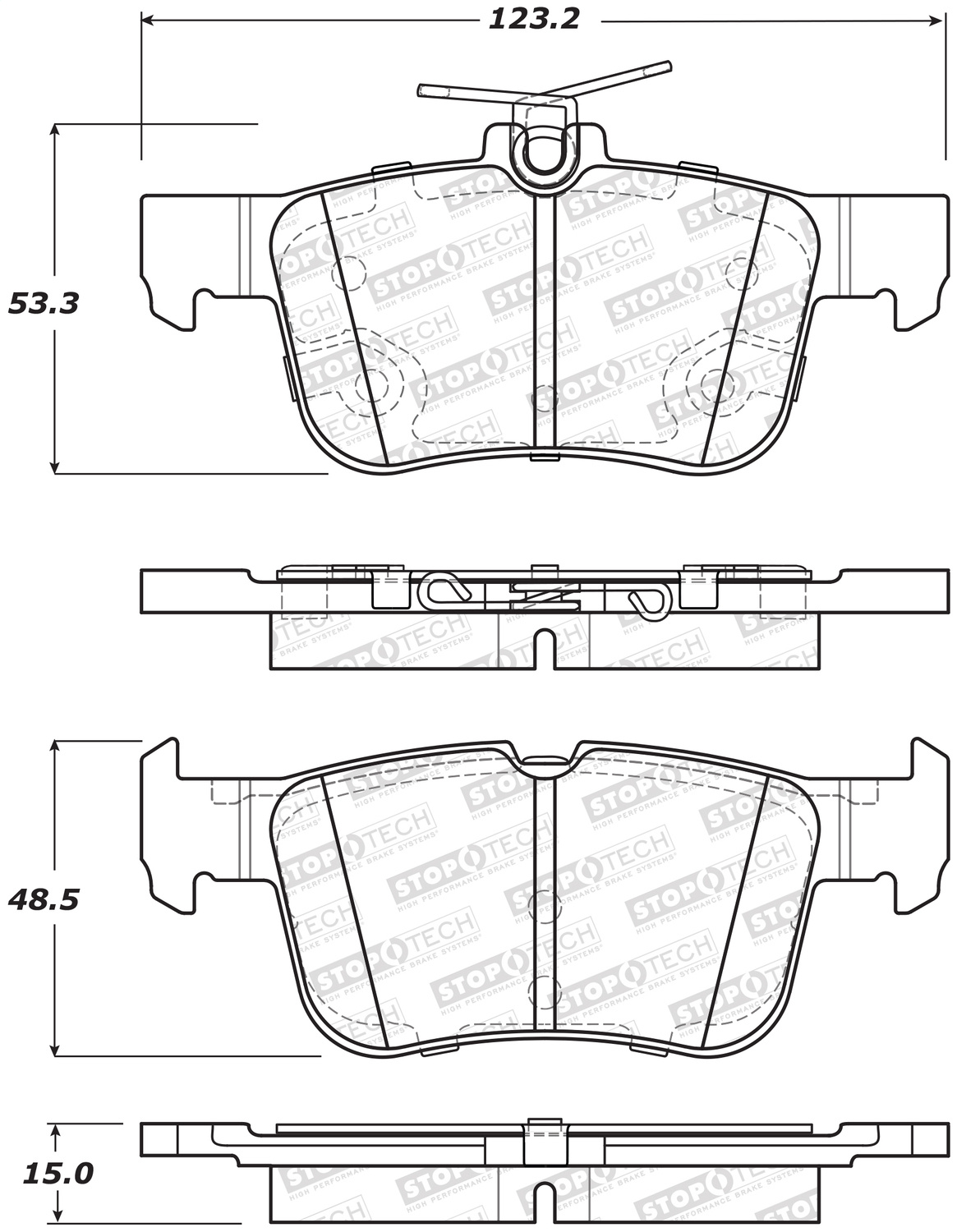StopTech 308.16650 - Street Brake Pads w/Shims & Hardware - Rear