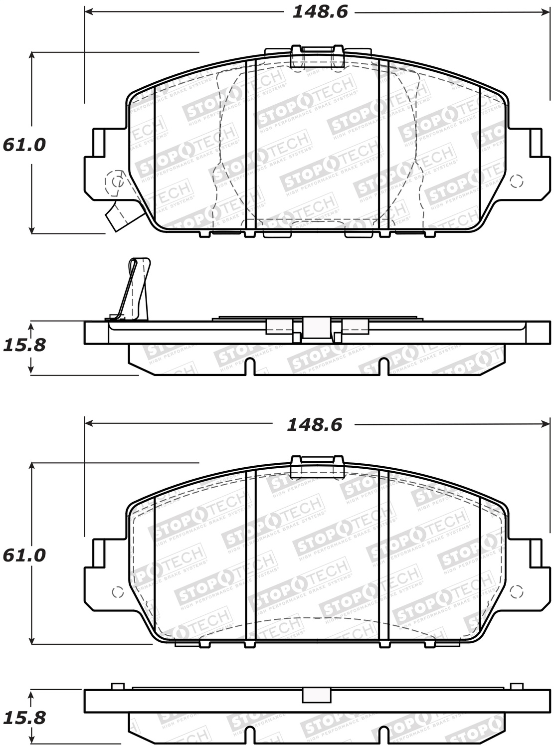 StopTech 308.16540 - Street Performance 13-15 Honda Accord EX/EXL Front Brake Pads