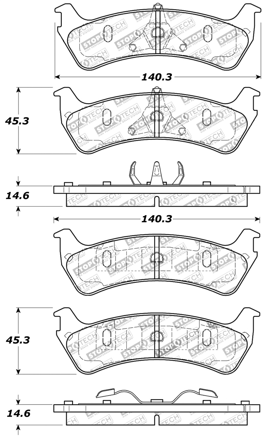 StopTech 309.06670 - Sport Brake Pads w/Shims and Hardware - Rear StopTech 309.06670 - Sport Brake Pads w/Shims and Hardware - Rear