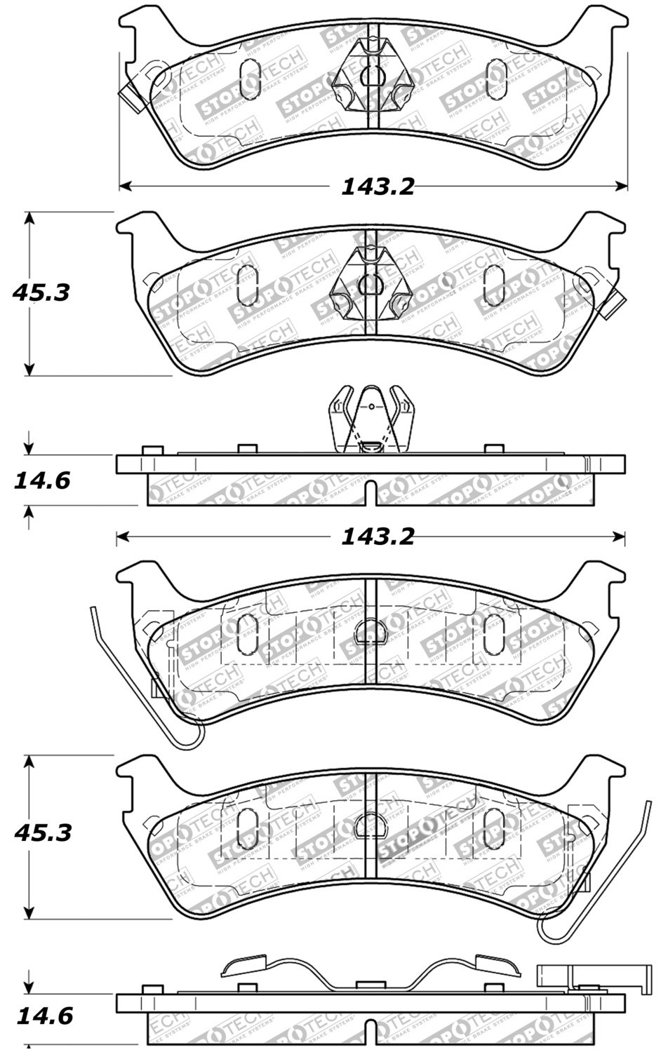 StopTech 309.06660 - Sport Brake Pads w/Shims and Hardware - Rear