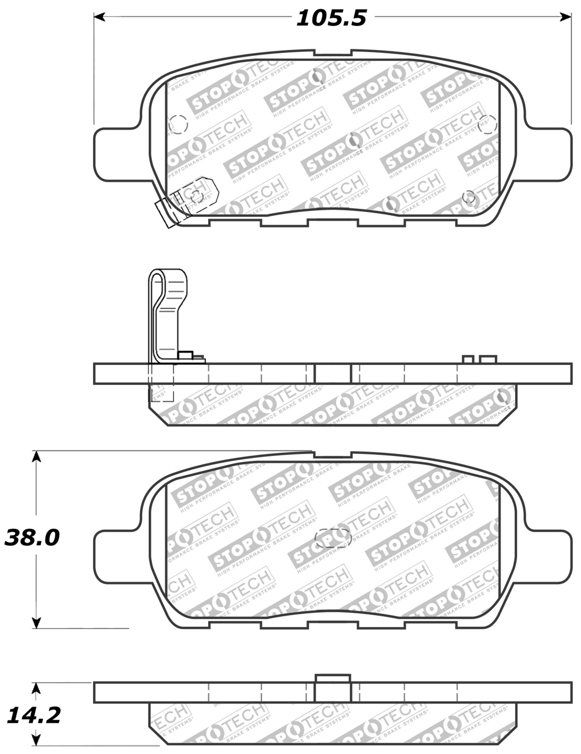 StopTech 309.09050 - Performance 6/02-08 350z / 01-08 G35 Rear Brake Pads