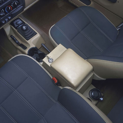 Tuffy Security 055-01 - Series II Center Console - 01-06 Wrangler TJ w/ Factory Console w/ Factory Subwoofer Rear Half Black  Security Products