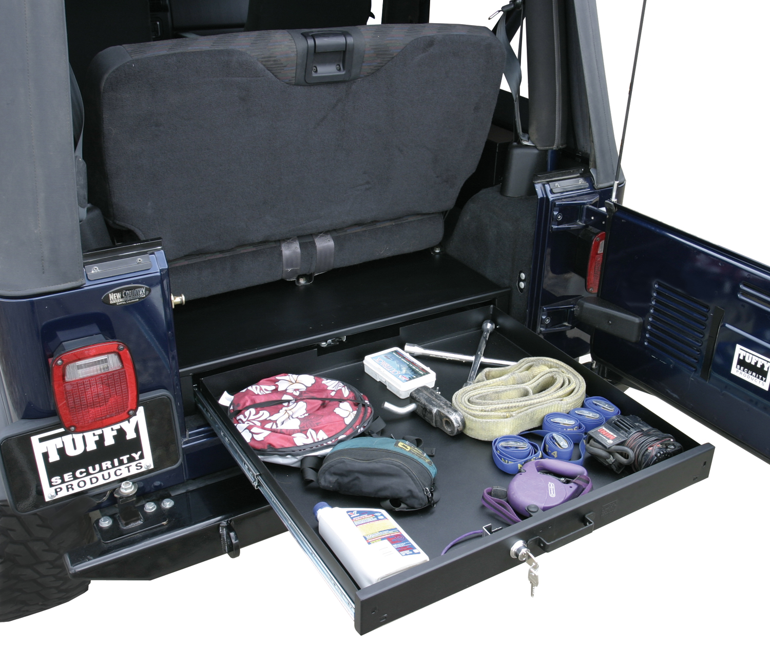 Tuffy Security 130-01 - Full Width Rear Bench Underseat Drawer - 76-86 CJ7 / 87-95 Wrangler YJ / 97-06 Wrangler TJ Black  Security Products