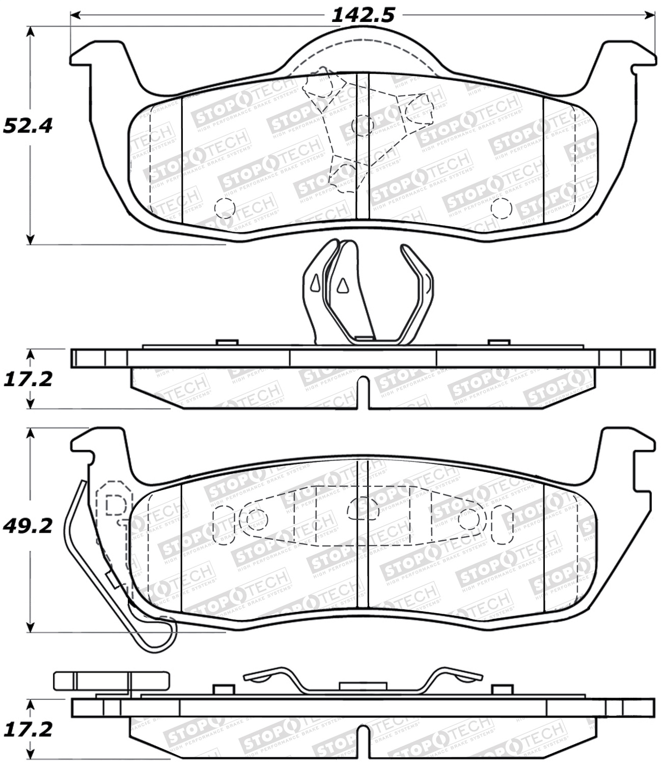 StopTech 309.10870 - Sport Brake Pads w/Shims and Hardware - Rear StopTech 309.10870 - Sport Brake Pads w/Shims and Hardware - Rear
