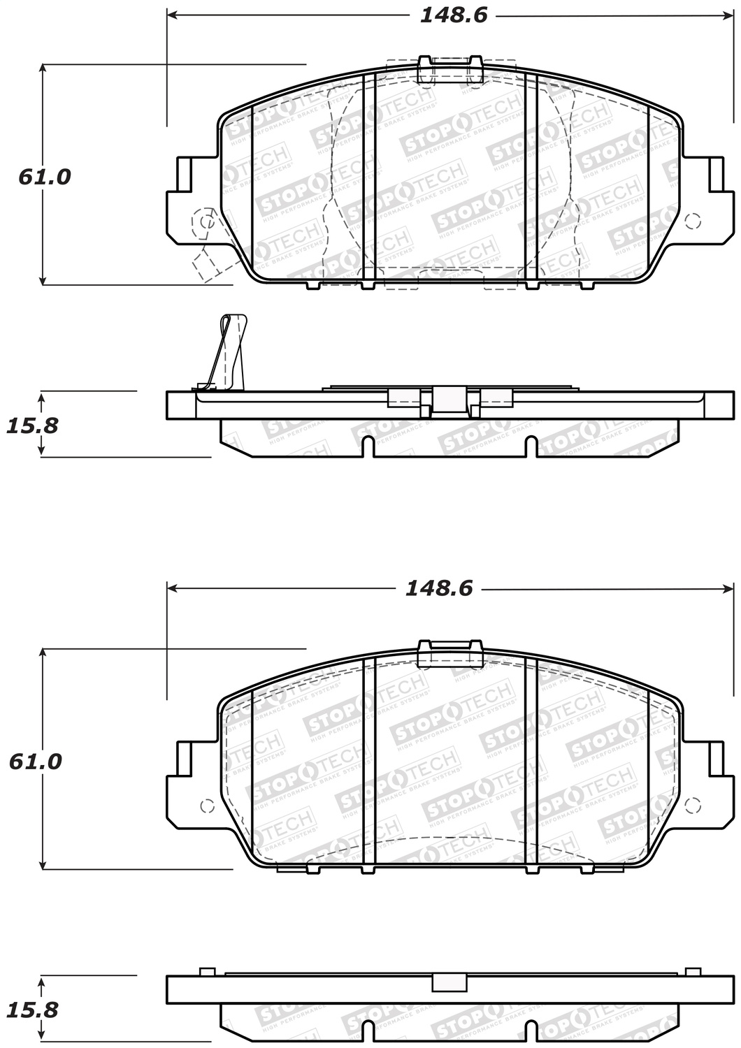 StopTech 309.16540 - Sport Performance 13-17 Honda Accord Front Brake Pads