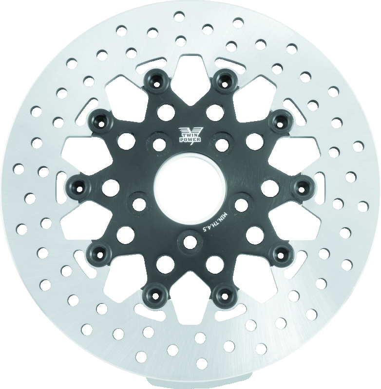 TwinPower 666838 - Twin Power 84-17 Big Twin Exc 08-17 FLH FLT Rear 11.5 Floating Rotor Black Mesh