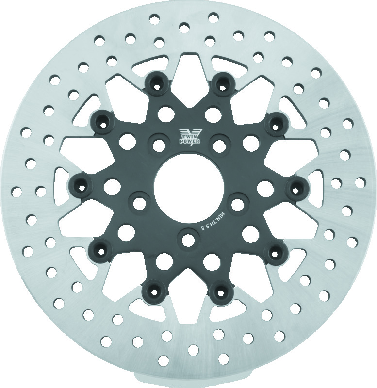 TwinPower 666826 - Twin Power 08-Up FLH FLT Rear 11.8in Floating Rotor Mesh Black