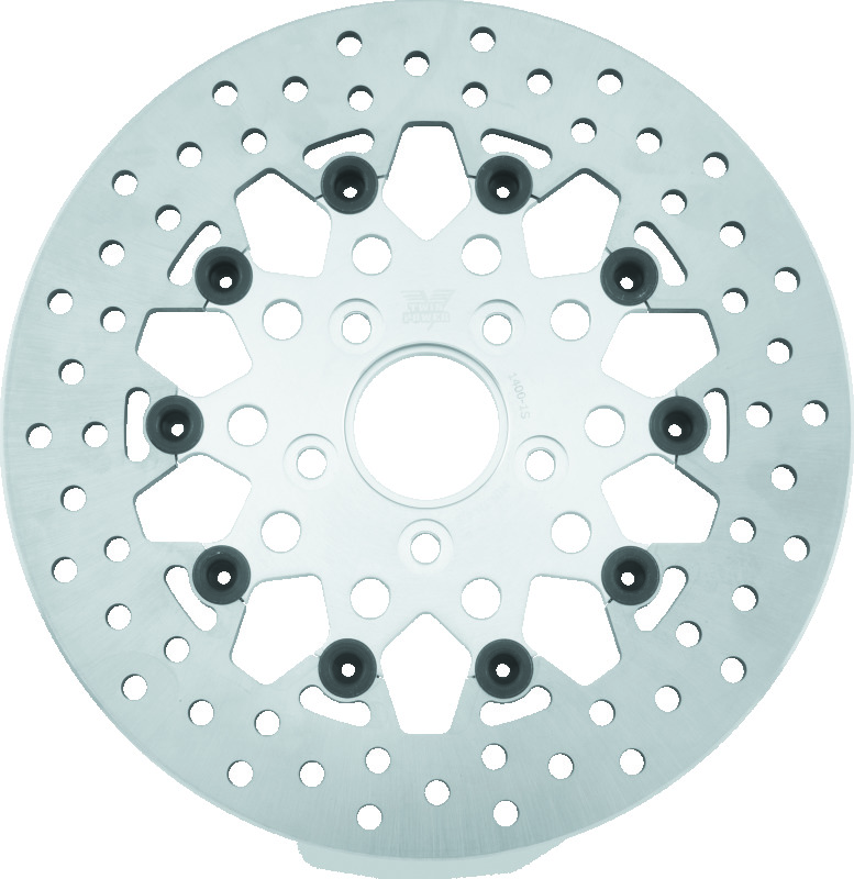 TwinPower 666840 - Twin Power 84-17 Big Twin Exc 08-17 FLH FLT Rear 11.5 Floating Rotor Silver Mesh