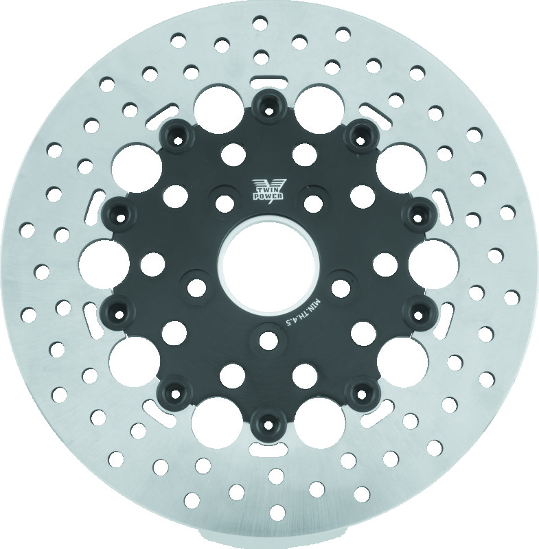 TwinPower 666839 - Twin Power 84-17 Big Twin Exc 08-17 FLH FLT Rear 11.5 Floating Rotor Black Hole