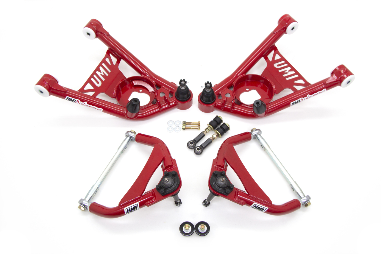 UMI Performance 403256-3-R - 64-72 GM A-Body Tubular Upper & Lower Front A-Arm Kit- Delrin Bushings UMI Performance 403256-3-R - 64-72 GM A-Body Tubular Upper & Lower Front A-Arm Kit- Delrin Bushings