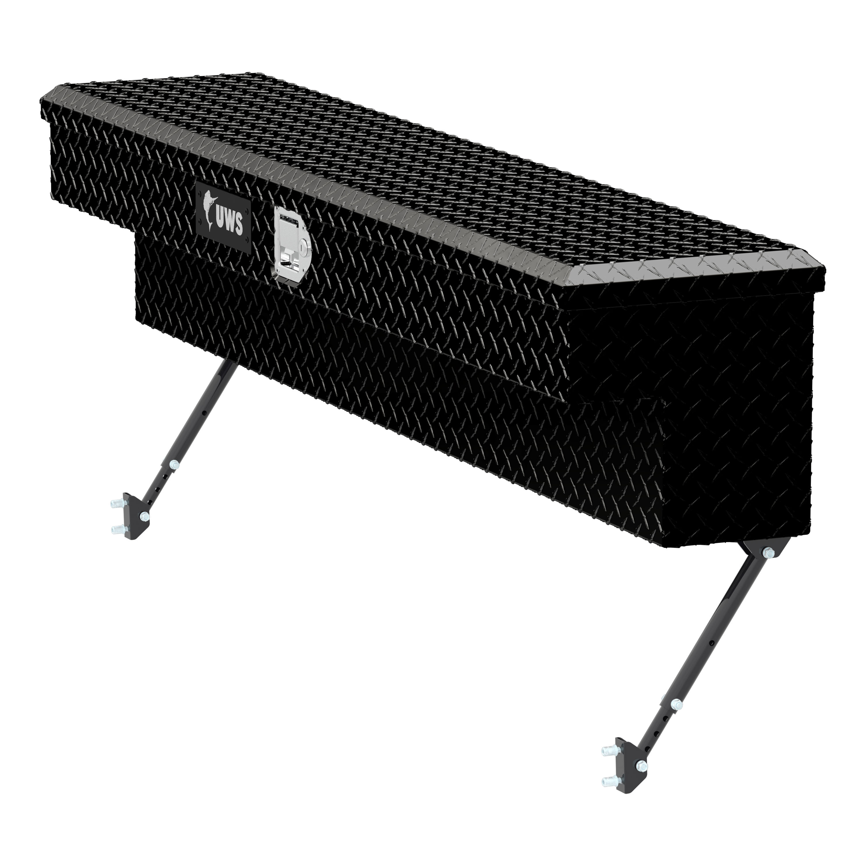 UWS EC30122-MK2 - Gloss Black Aluminum 60" Truck Side Tool Box with Space-Saving Legs