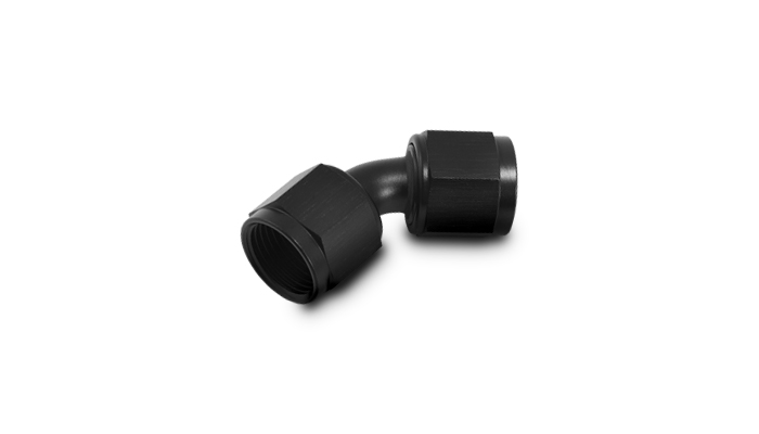 Vibrant 10711 - 4AN X -4AN Female Flare Swivel 45 Deg Fitting ( AN To AN ) -Anodized Black Only Vibrant 10711 - 4AN X -4AN Female Flare Swivel 45 Deg Fitting ( AN To AN ) -Anodized Black Only