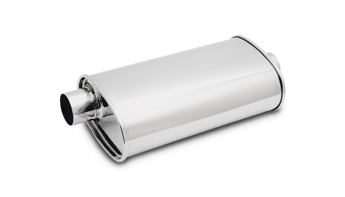 Vibrant 1104 - StreetPower Oval Muffler - 2in Inlet/Dual Outlet (Center In - Offset Out) Vibrant 1104 - StreetPower Oval Muffler - 2in Inlet/Dual Outlet (Center In - Offset Out)