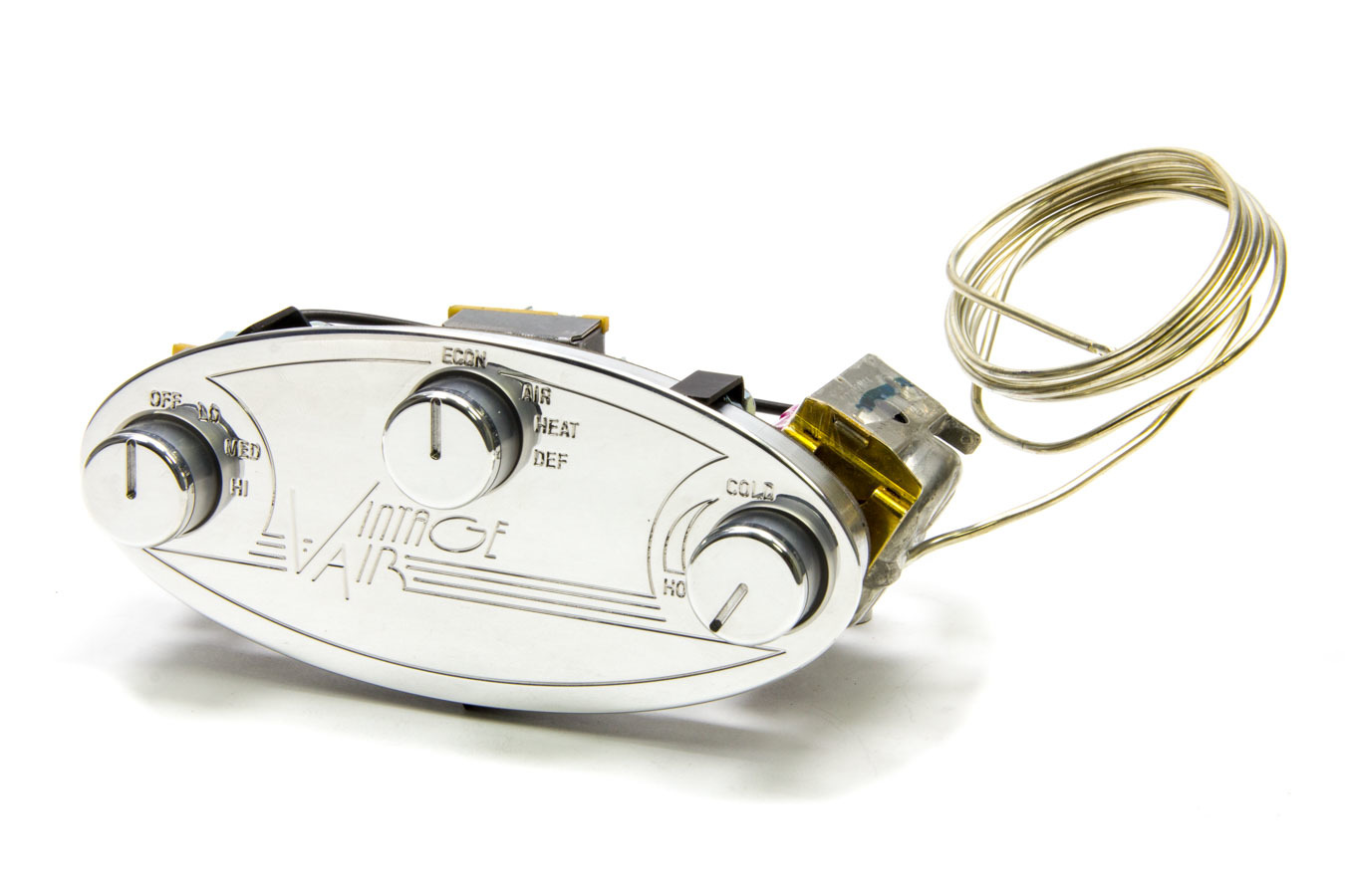 Vintage Air 49500-VSQ - Climate Control Panel - Streamline Pro - 3 Knob - Horizontal - 5.5 x 2.5 in Oval - In Dash - Aluminum - Polished - Each