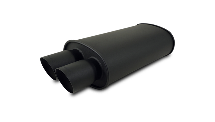 Vibrant 1148 - StreetPower FLAT BLACK Oval Muffler with Dual 3in Outlets - 2.5in inlet I.D Vibrant 1148 - StreetPower FLAT BLACK Oval Muffler with Dual 3in Outlets - 2.5in inlet I.D