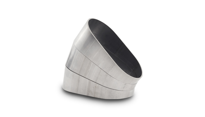 Vibrant 13590 - Horizontal 304 SS Oval Pie Cuts 4.0in OD Tight 45 Degree Elbow - Bag of 3