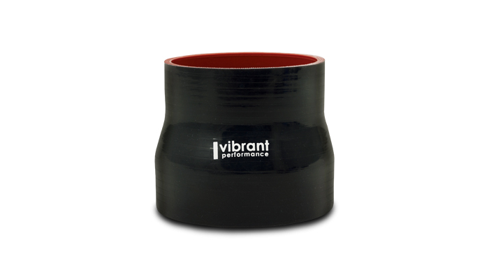 Vibrant 2837 - 4 Ply Reinforced Silicone Transition Connector - 4in I.D. x 4.5in I.D. x 3in long (BLACK)