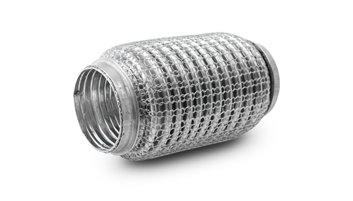 Vibrant 66706 - SS Flex Coupling w/ Interlock Liner and Mesh Braid 2.25in Inlet/Outlet x 6in long