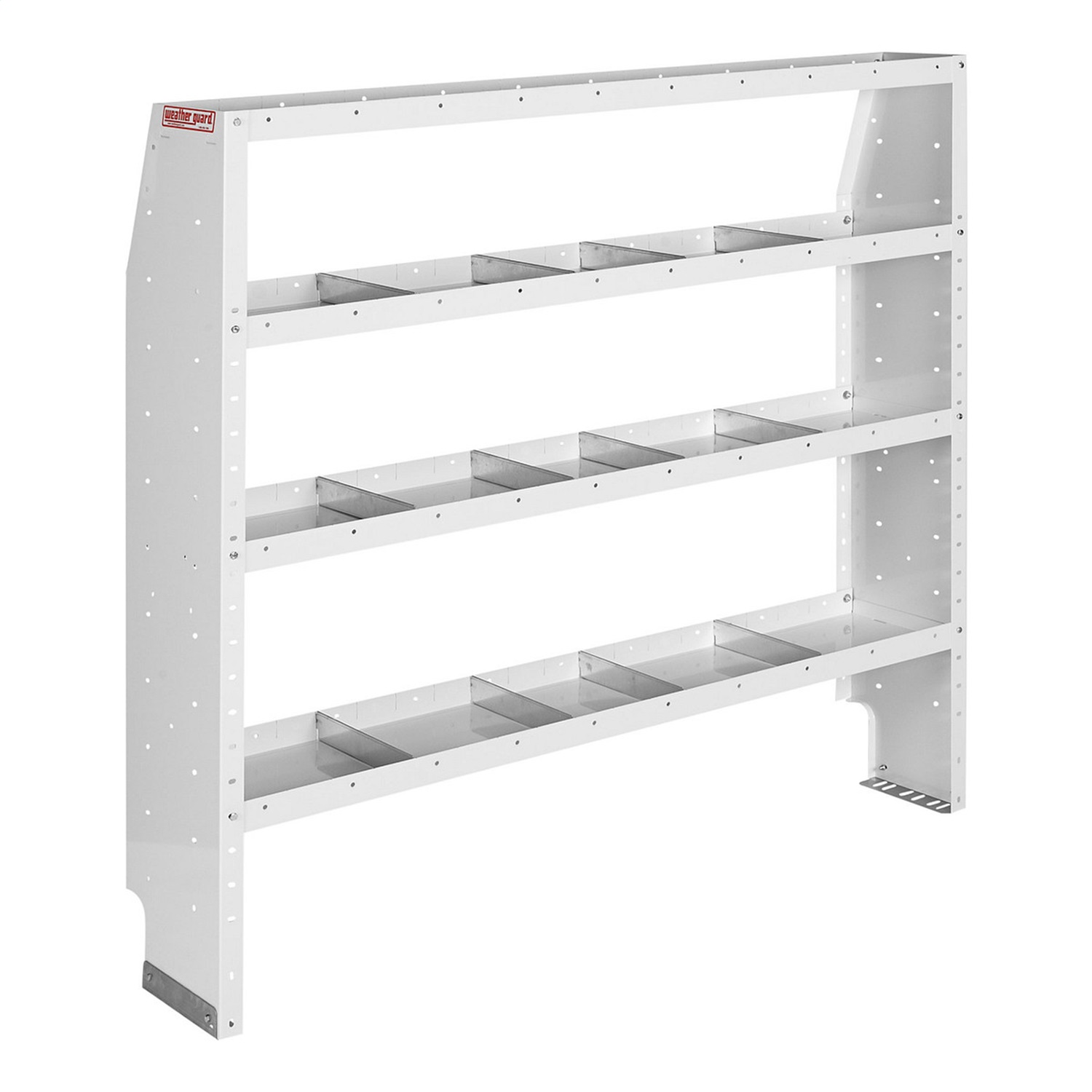 WEATHER GUARD 9376-3-03 - Shelf Unit; Includes 4 Shelves; 4.8 ft.; Depth 13.5 in.; Height 60 in.; Width 60 in.; White; Steel; 16 Dividers; 4 Shelves; Shelf Depth 2 in.;
