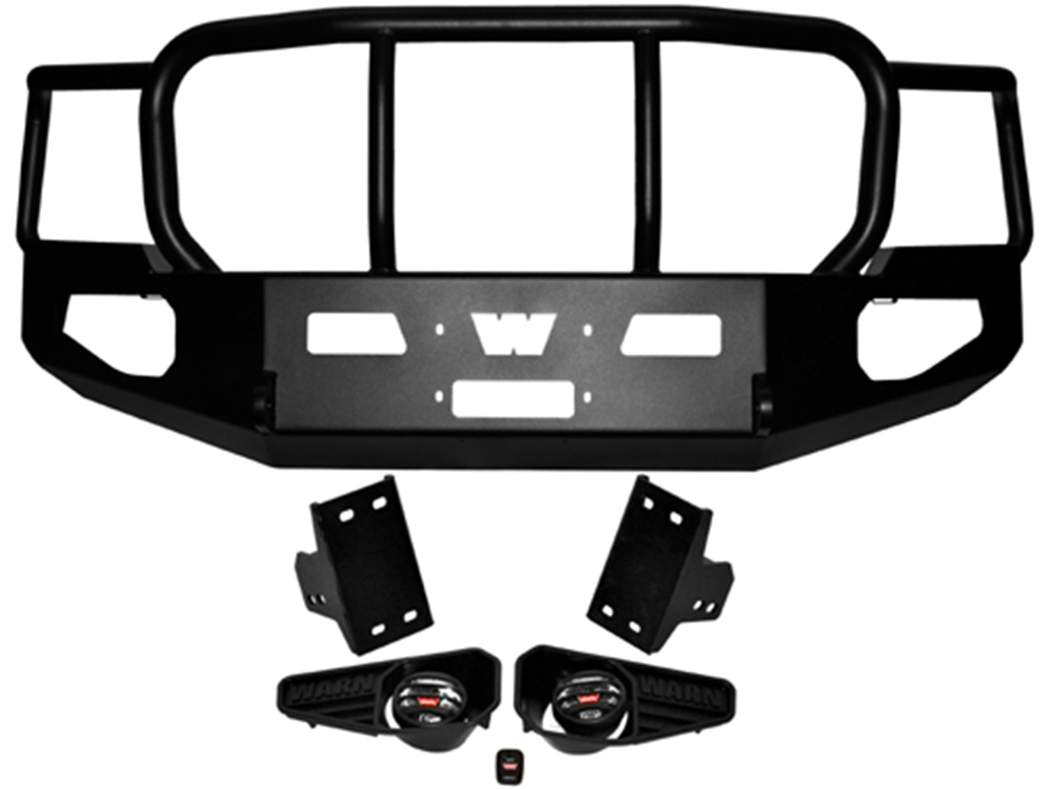 Warn 85887 - Heavy Duty Bumper; Black; w/ Brush Guard; For Use w/All  Large Frame Winches Including 16.5ti;