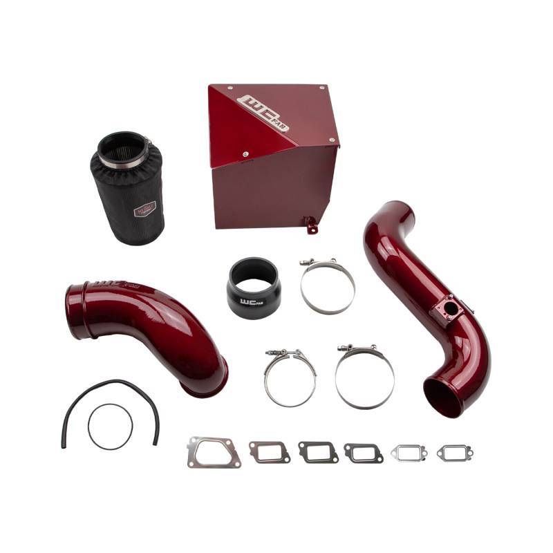 Wehrli WCF100304-RED - 11-16 Chevrolet 6.6L Duramax LML 4in Intake Kit Stage 2 - WCFab Red