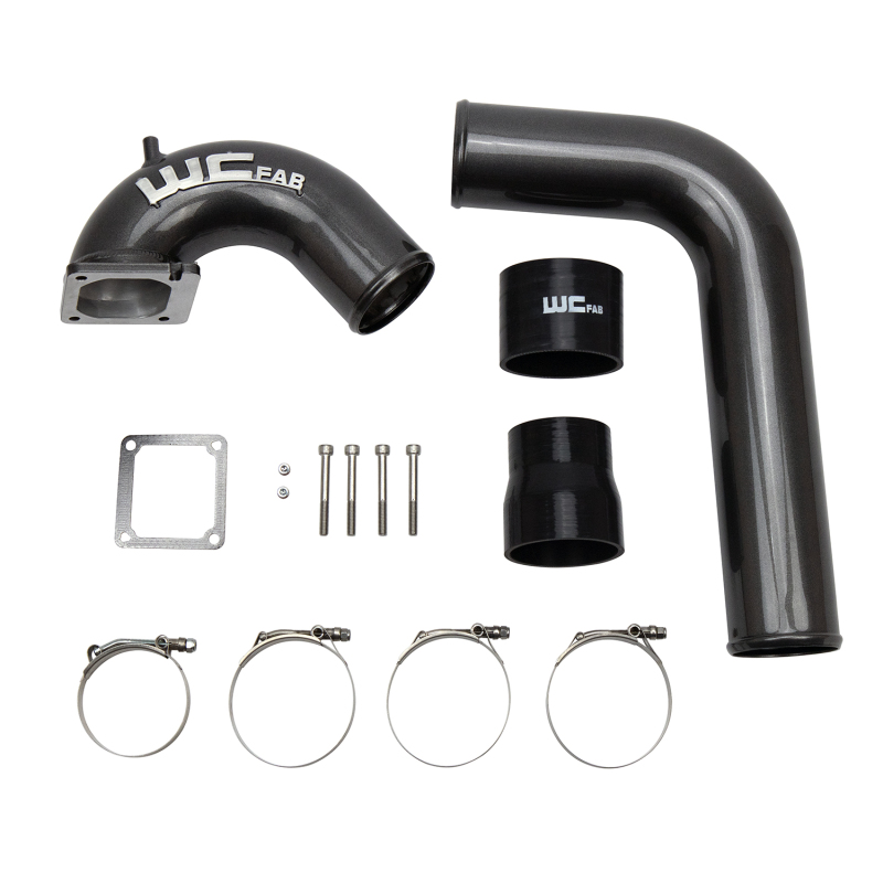 Wehrli WCF100528-RED - 03-07 Dodge 5.9L Cummins 3.5in Intake Horn & Driver Side Intercooler Pipe Kit - WCFab Red