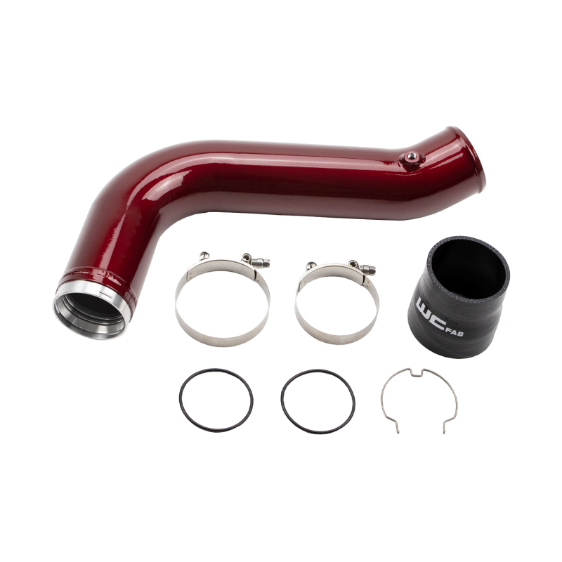 Wehrli WCF100530-RED - 17-19 Chevrolet 6.6L L5P Duramax Passenger Side 3.5in Intercooler Pipe - WCFab Red Wehrli WCF100530-RED - 17-19 Chevrolet 6.6L L5P Duramax Passenger Side 3.5in Intercooler Pipe - WCFab Red