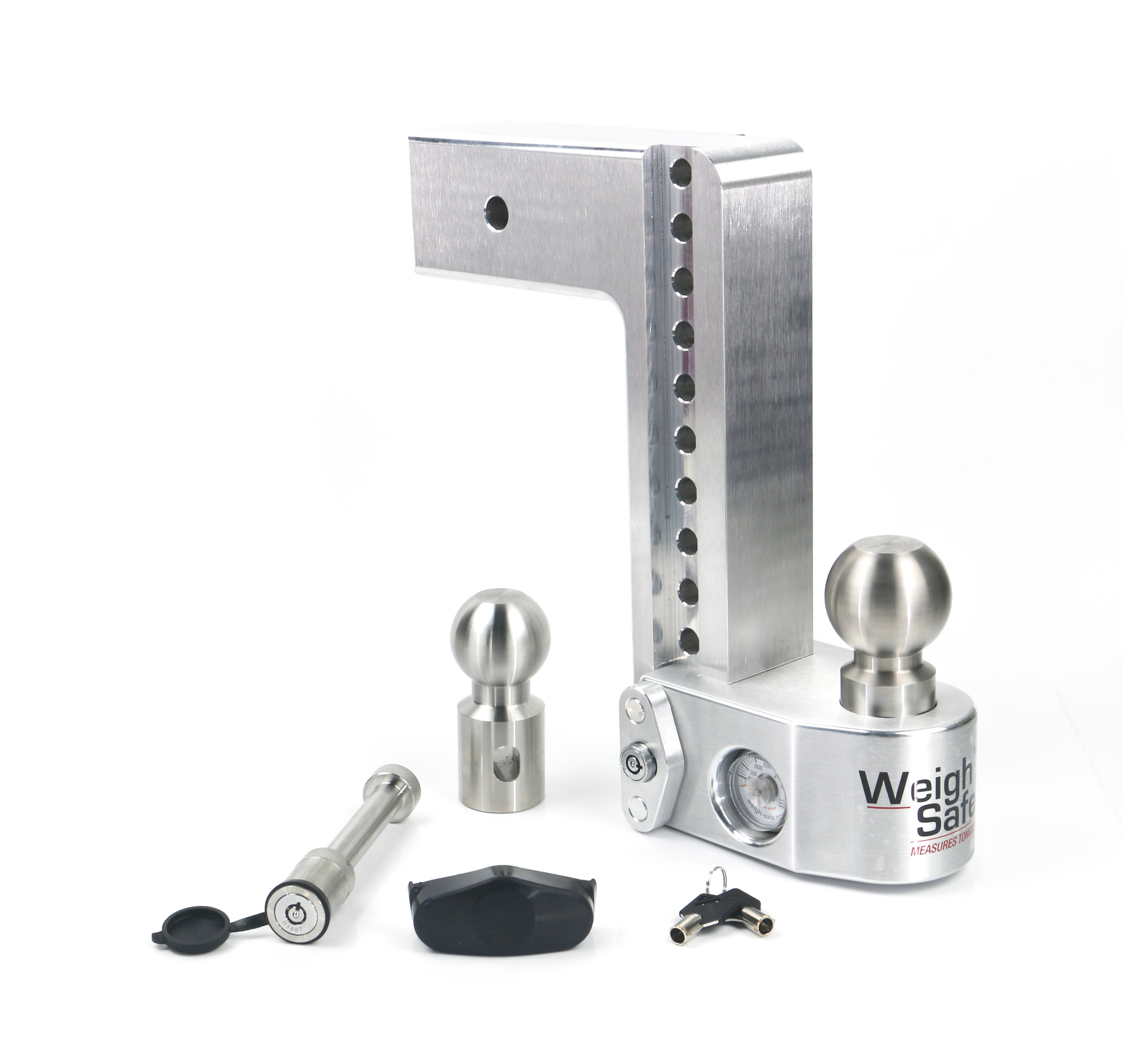 Weigh Safe WS10-3-KA - 10in Drop Hitch w/Built-in Scale & 3in Shank (10K/21K GTWR) w/WS05 - Aluminum