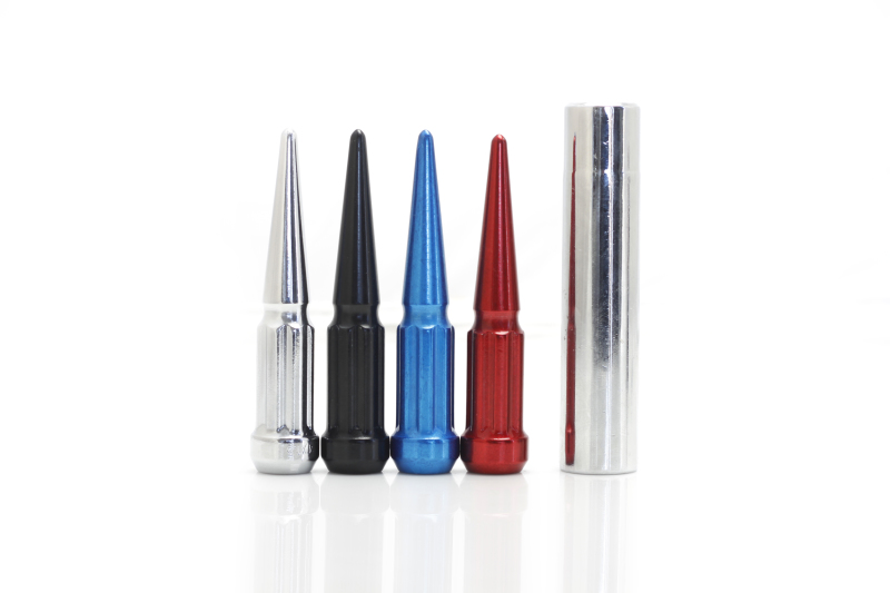 Wheel Mate 35425PR - Spiked Lug Nuts Set of 24 - Red 14x2.0