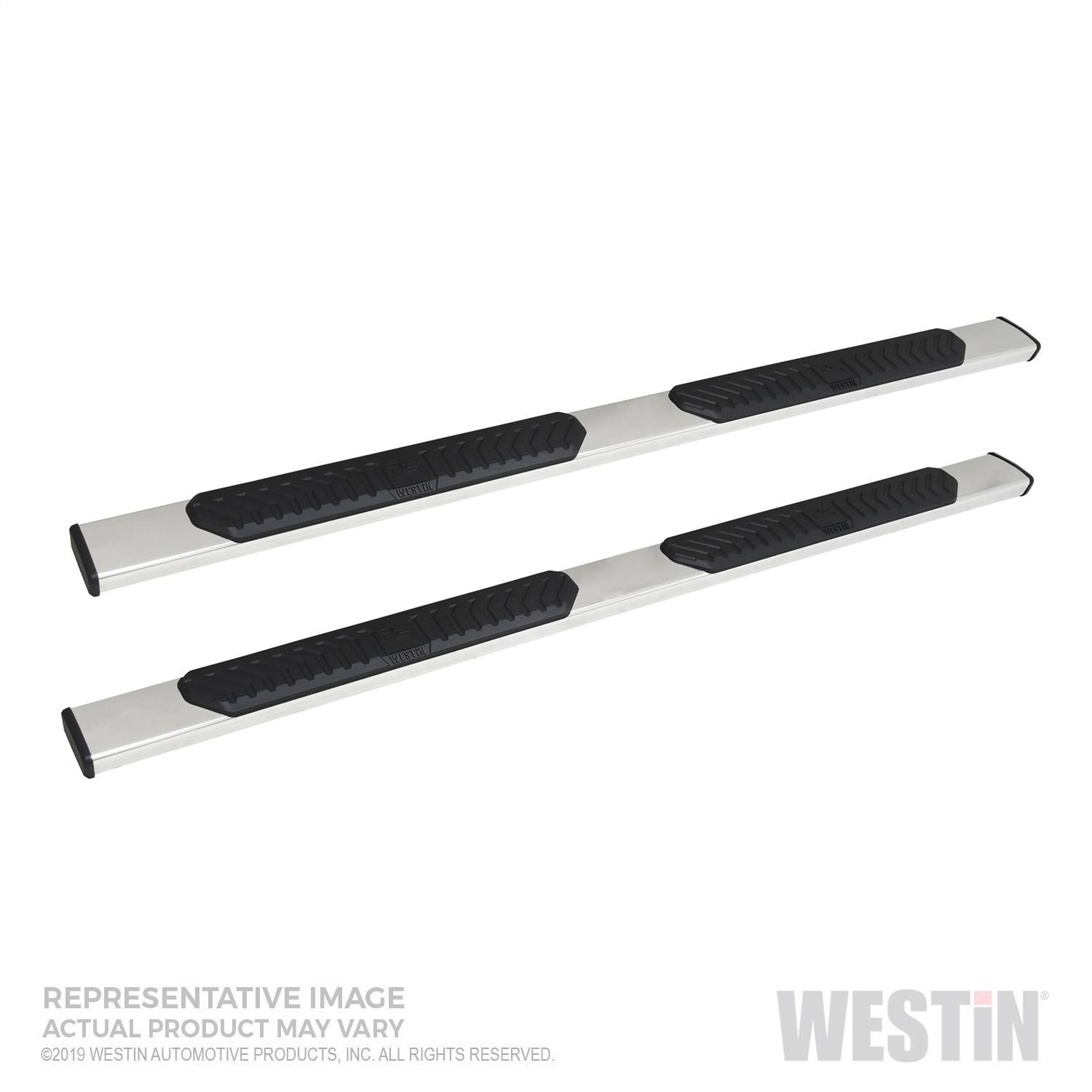 Westin 28-51280 - R5 Nerf Step Bars; 5 in. Stainless Steel; Incl. Hardware; No Drilling Required; For Super Cab; Westin 28-51280 - R5 Nerf Step Bars; 5 in. Stainless Steel; Incl. Hardware; No Drilling Required; For Super Cab;