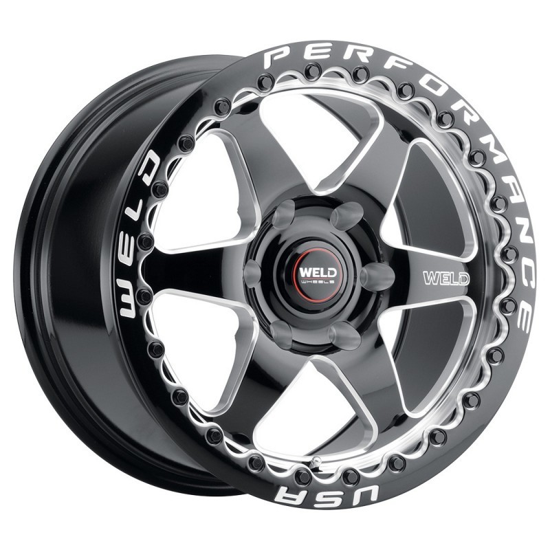Weld S90900089P38 - S909 20x10 Ventura 6 Beadlock 6x135 ET38 BS7.00 Gloss BLK MIL DIA 87.1