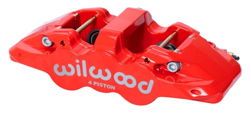 Wilwood 120-14440-RD - Caliper - Aero4-DS Forged Four-Piston Caliper Black 1.12in Piston 1.10in Rotor - Red