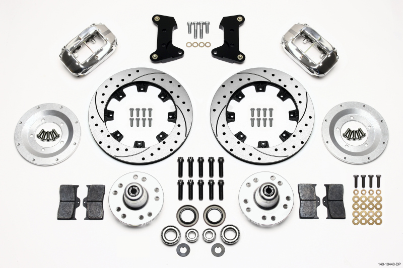 Wilwood 140-10440-DP - Forged Dynalite Front Kit 12.19in Drilled Polished 74-80 Pinto/Mustang II Disc Spindle only