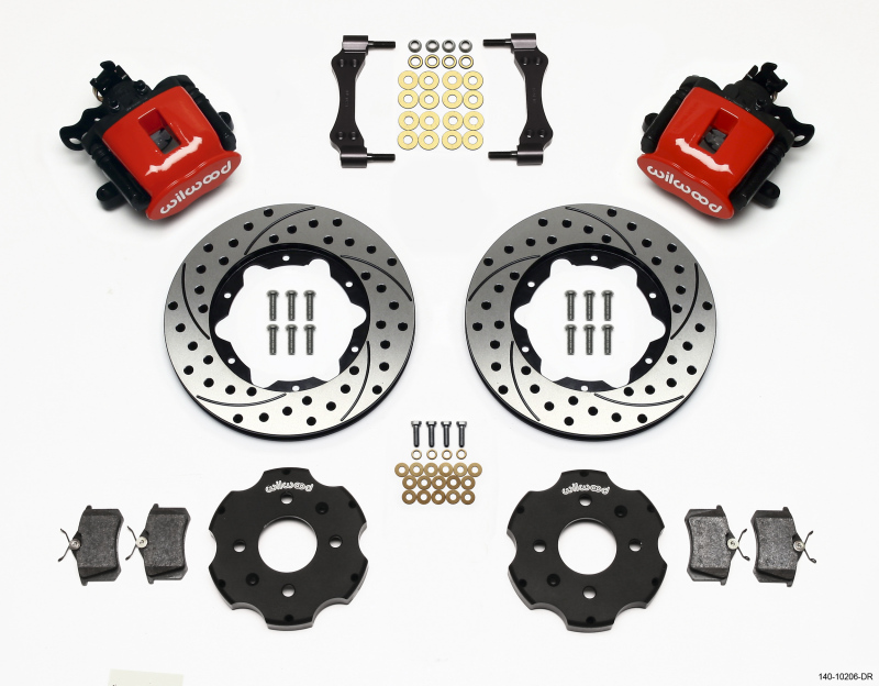 Wilwood 140-10206-DR - Combination Parking Brake Rear Kit 11.00in Drilled Red Civic / Integra Disc 2.39 Hub Offset