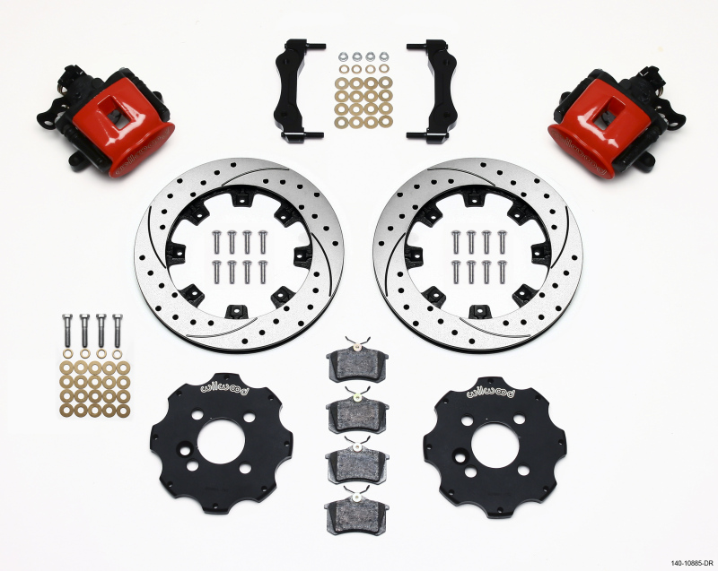 Wilwood 140-10885-DR - Combination Parking Brake Rear Kit 11.75in Drilled Red Mini Cooper
