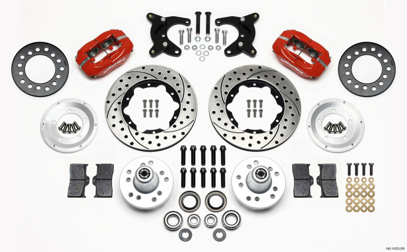 Wilwood 140-11023-DR - Forged Dynalite Front Kit 11.00in Drilled Red 65-72 CDP A Body - 10in Drum Wilwood 140-11023-DR - Forged Dynalite Front Kit 11.00in Drilled Red 65-72 CDP A Body - 10in Drum