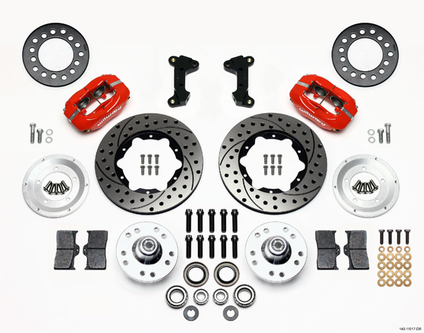 Wilwood 140-11017-DR - Forged Dynalite Front Kit 11.00in Drill-Red 74-80 Pinto/Mustang II Disc Spindle only