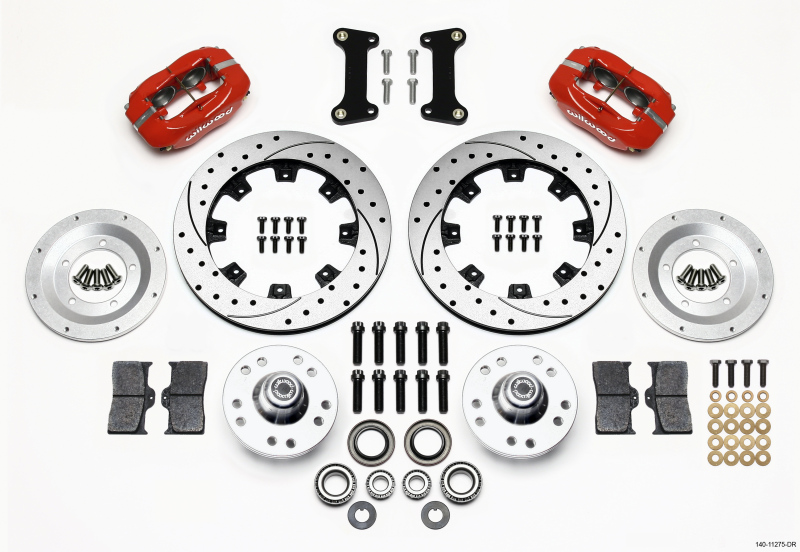 Wilwood 140-11275-DR - Forged Dynalite Front Kit 12.19in Drilled Red 82-92 Camaro//Firebird
