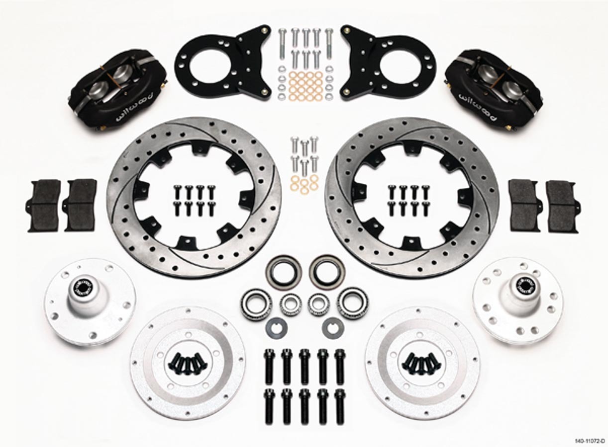 Wilwood 140-11072-D - Forged Dynalite Front Kit 12.19in Drilled 1965-1969 Mustang Disc & Drum Spindle