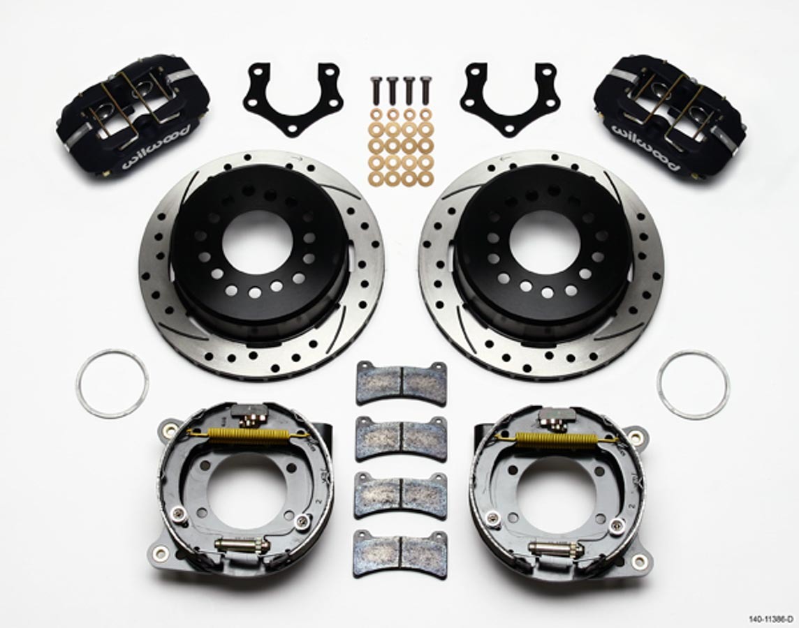 Wilwood 140-11386-D - Dynapro Low-Profile 11.00in P-Brake Kit Drilled Mopar/Dana 2.50in Off w/Snap Ring Brng