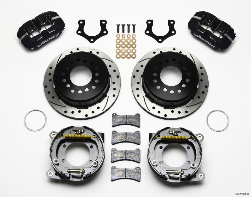 Wilwood 140-11395-D - Dynapro Low-Profile 11.00in P-Brake Kit Drilled Mopar/Dana 2.36in Off w/Snap Ring Brng
