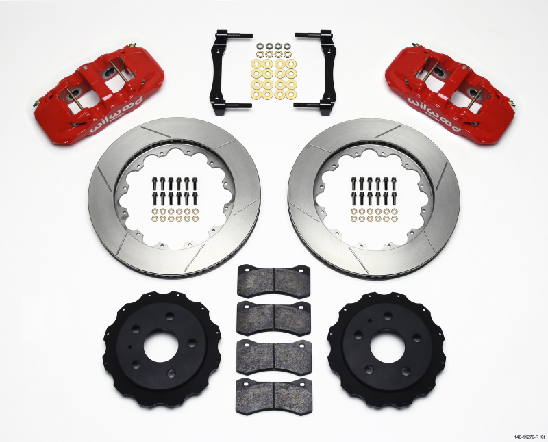 Wilwood 140-11270-R - AERO4 Rear Kit 14.25in Red 2010-2015 Camaro