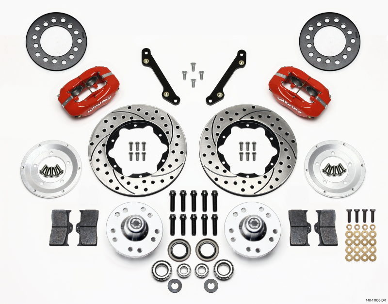 Wilwood 140-11008-DR - Forged Dynalite Front Kit 11.00in Drilled Red 79-81 Camaro