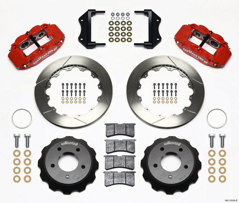 Wilwood 140-11918-R - Narrow Superlite 6R Front Hat Kit 12.88in Red 84-87 Corvette C4